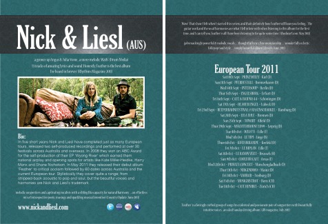 Nick & Liesl European Tour Post Card (double sided)